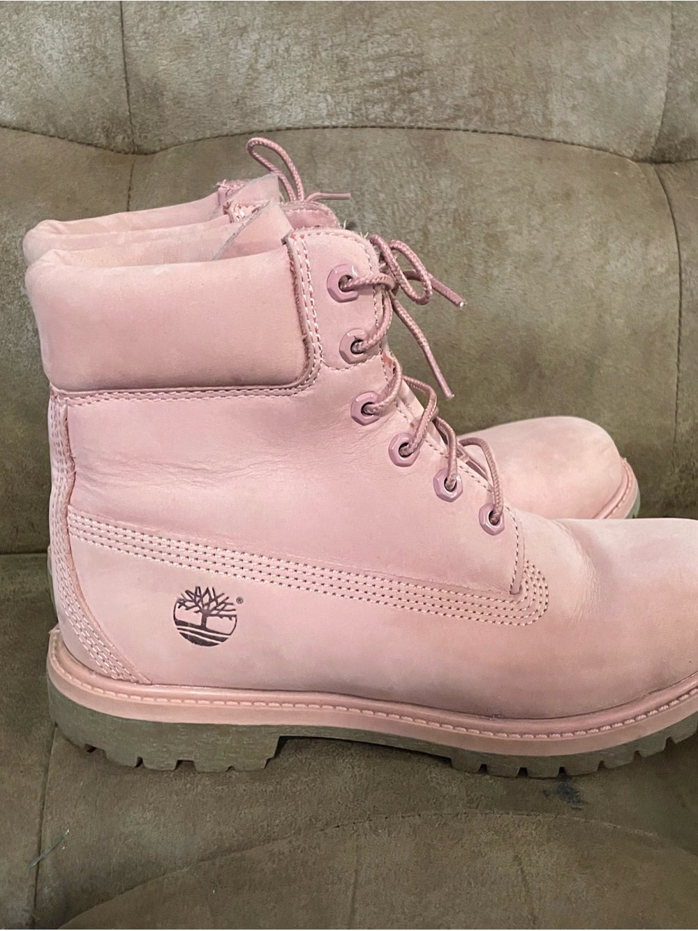 Timberland Women's Pink Lace-Up Leather Boots